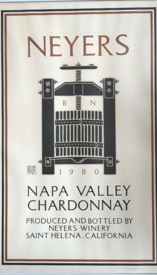 Vintage David Lance Goines Napa Valley Chardonnay Oriiginal Signed