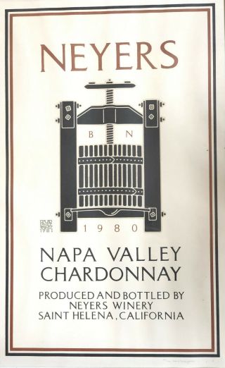 Vintage David Lance Goines Napa Valley Chardonnay oriiginal signed 2