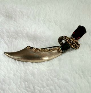 Vintage Shriners Sterling Silver Sword Brooch Pin With Jewels 18.  84g And 3 " Long