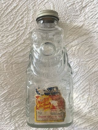Vintage Empty Grapette Drink Glass Clown Bottle With Lid