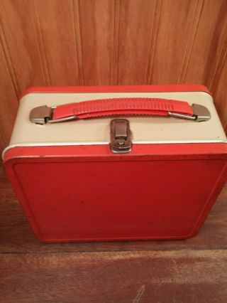 Vintage plain red and tan kids metal lunchbox Alladin Industries 2