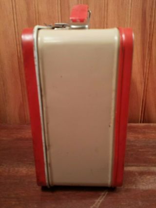 Vintage plain red and tan kids metal lunchbox Alladin Industries 3