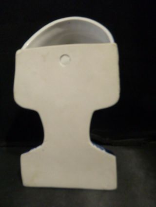 Vintage Blue & White Porcelain Chinese/Oriental Lady Head Bust Wall Pocket Vase 2