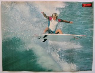 Vintage 1988 Pullout Poster John Parmenter Surfing Huntington Beach Surfboard