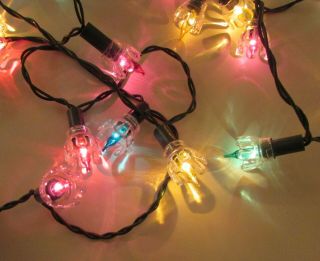 1 Strand Vintage Miniature Christmas Lights W/flower Cover Toppers 24ft