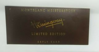 Montblanc Meisterstuck Ernest Hemingway Limited Edition Reply Card Only No Pen