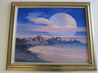Donald A Peters Vintage Sci Fi Painting Space Craft Alien Planet Astro