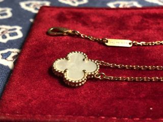 Authentic Van Cleef & Arpels 18k Gold Vintage Alhambra Mother Of Pearl Necklace
