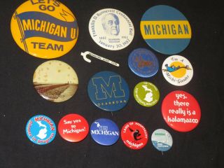 Michigan Pinbacks Buttons Football Wolverines Dearborn Charlevoix Henry Ford,