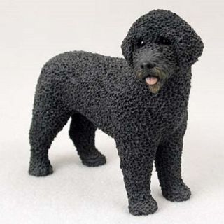 Portuguese Water Dog Resin Hand Painted Figurine Statue Collectible Puppy