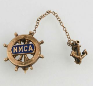 National Marine Charter Association Pin - Ship Wheel Anchor Nautical Vintage