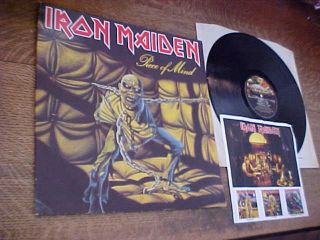 Iron Maiden Uk Lp 1983 Piece Of Mind 1st Press Ema 800,  Fan Club Insert Vg,