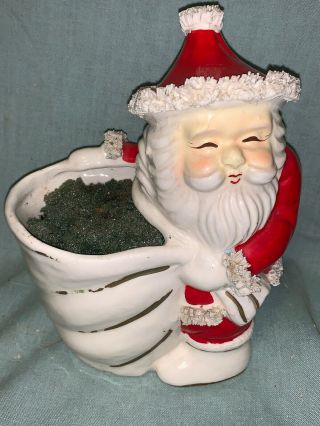 Rare Vintage Christmas Arnart Japan Spaghetti Santa Claus Figurine Planter Vase