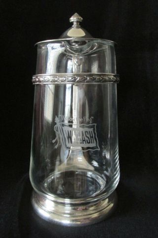 Wabash Railroad Dining Car Silver,  Water Pitcher,  64 Oz.  Marked Glass,  Vintage