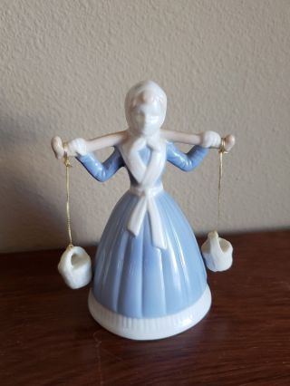 Vintage Milkmaid Bell Blue White Lego Japan