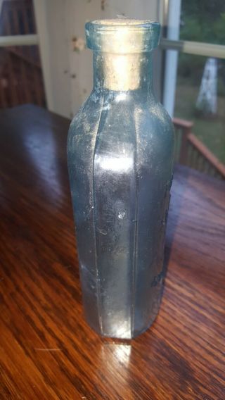 Antq.  1906 Aqua Blue Phillips’ Milk Of Magnesia Bottle Light Blue Medicine Dated 2