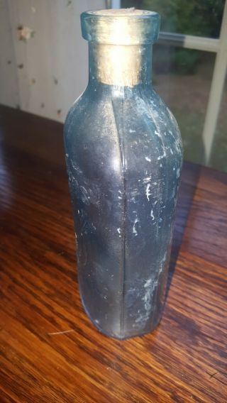 Antq.  1906 Aqua Blue Phillips’ Milk Of Magnesia Bottle Light Blue Medicine Dated 3