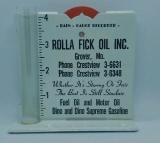 Vintage Rain Gauge Advertising Sinclair Oil Dino Nos Rolla Flick Oil Co