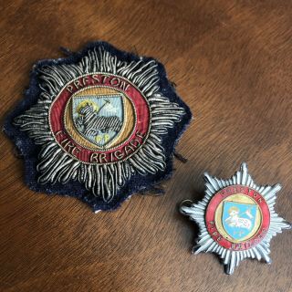 Preston Fire Brigade England Bullion Patch And Badge Pin
