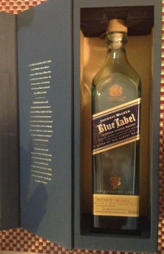 Johnnie Walker Blue Label Blended Scotch Whiskey Box & Empty Bottle Looks