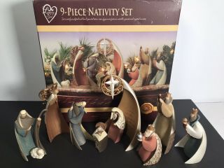 Nativity Set 9 Piece Sculpted Resin W/ Crystal Accents By Legacy Of Love