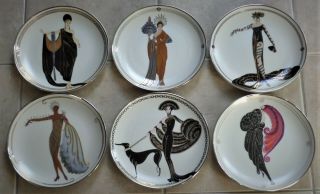 Set Of 6 Plates - House Of Erte By Franklin - French Art Deco Women/fashion
