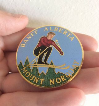 Mount Norquay Banff Alberta Cloisonne Vintage Ski Pin Souvenir