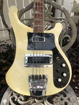 Vintage 1975 Rickenbacker 4001 Electric Bass Guitar White 2