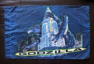 Vintage Godzilla Standard Pillowcase 1998 Double Sided Blue 18”x30”
