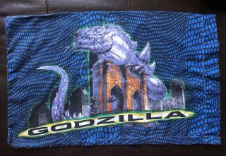 Vintage Godzilla Standard Pillowcase 1998 Double Sided Blue 18”x30” 2