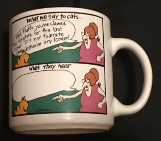 1983 The Far Side Gary Larson Vintage What We Say To Cats Coffee Cup Mug
