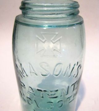 Antique 7 " Blue Glass Mason 