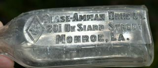 Monroe,  Louisiana Druggist / La Medicine Bottle - Chase - Amman Drug Co.