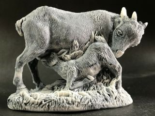 Goat With Kid Realistic Figurine Of Marble Chips Handmade Russia