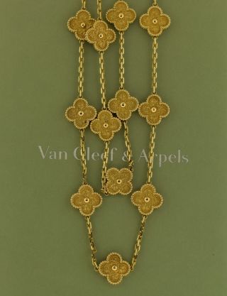 Van Cleef & Arpels Vintage Alhambra 20 Motif 18k Yellow Gold Necklace