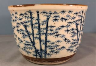 Antique Chinese Blue And White Bamboo Design Plant Pot