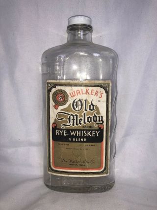 Walker’s Old Melody Rye Whiskey Pint Bottle Boston Massachusetts