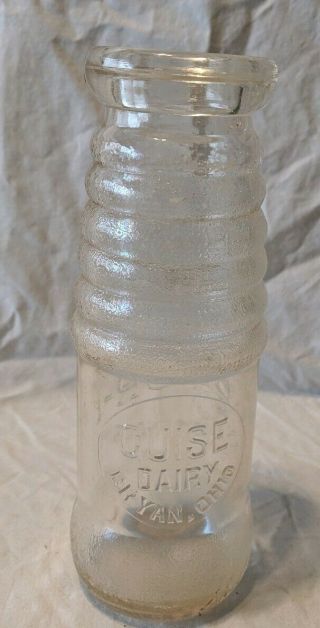 Vintage Guise Dairy Bryan,  Ohio 12 Oz.  2 - For - 1 Ace Of Drinks Glass Milk Bottle