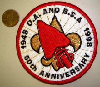 Rare Order Of The Arrow Oa & Bsa 1998 50th Anniversaty Flap Gmy Fdl Pocket Patch
