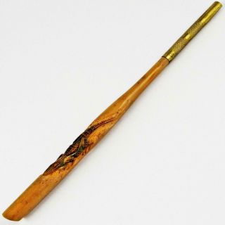Vintage St.  Augustine,  Florida Alligator Carved Wood Pyrography Souvenir Dip Pen
