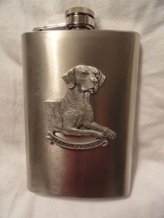 Stainless Steel Flask With Pewter German Pointer Last One