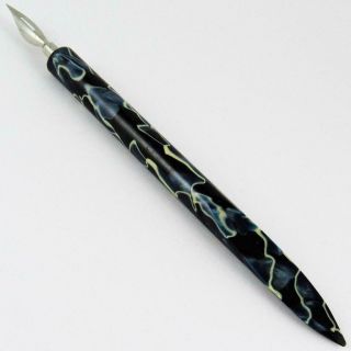 Vintage Art Deco Blue Pearl Marbled Celluloid Handle 9ef Nib Desk Dip Pen