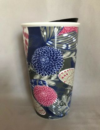 Starbucks Floral And Butterfly Ceramic Travel Cup 12 Oz.  2019.  Nwt