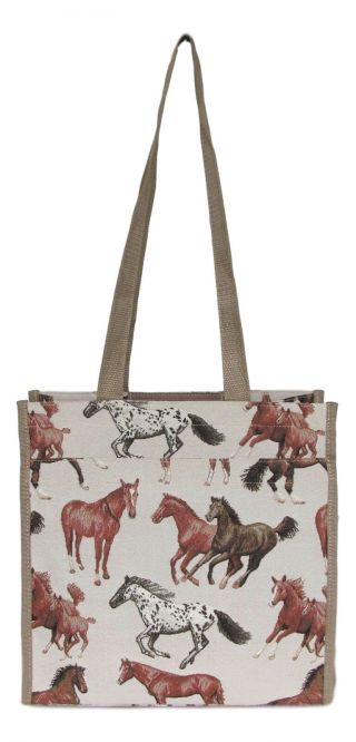 Tapestry Running Horse Design Shopper Bag Or Tote Approx 28hx30x14cm