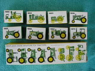 Vintage Ertl 8 Eight John Deere Miniature Toy Tractors In Boxes
