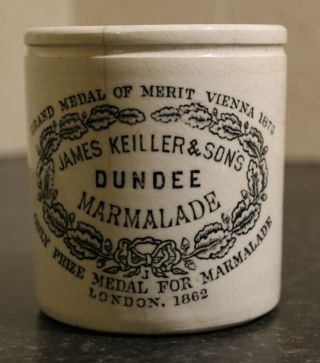 N 3 Vintage James Keiller Dundee Marmalade Stoneware Jar