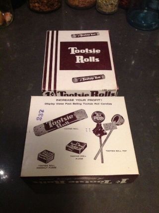 Vtg 1940s Tootsie Rolls Store Display Advertising Candy Box 1 Cent Hoboken Nj