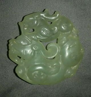 Collectable Chinese Natural Jade Stone Hand Carved Statue Dragon Pendant Figure