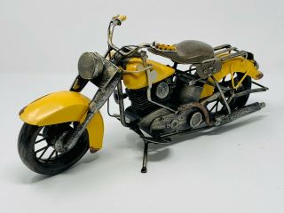 Motorcycle Yellow Vintage Collectible Metal Tin Model For Decor - Great Gift