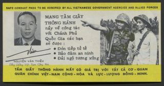 Viet - Nam 1971 Safe Conduct Pass For Vietnamese By Us Military